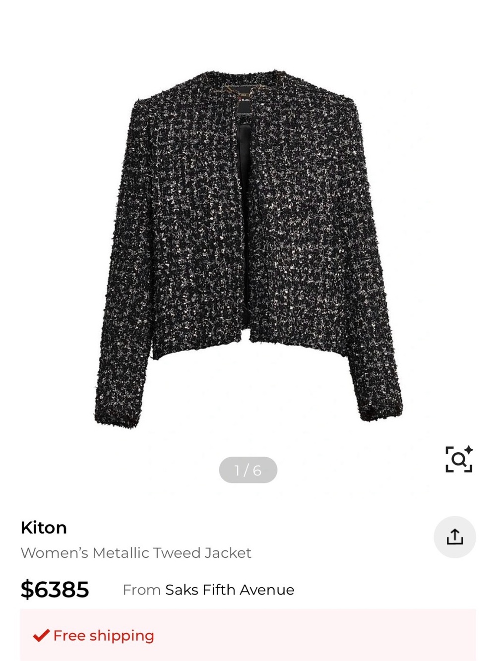 Kiton Black Metallic Tweed Jacket